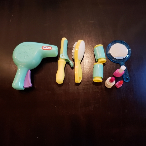 🔥Vtg Little Tikes Beauty Salon Rollers Curling Iron, Hair dryer, Hair brush HTF - Picture 4 of 5